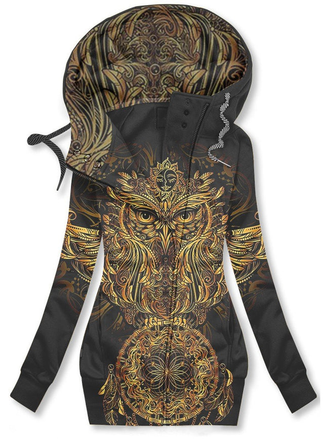 Women's Owl Art Casual Sweatjacke