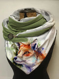 Autumn And Winter Cute Watercolor Fox Art Animal Print Plush Shawl Scarf