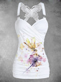 Women's Dandelion Butterfly Lace Artistic Casual Tank Top