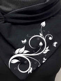 Women's Simple Flower Silhouette Print Casual Wrap Scarf