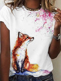 Fox Watercolor Art Design T-shirt