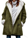 Woman's Autumn And Winter Fashion Horn Button Fleece Warm Jacket Cardigan