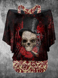 Women's Vintage Punk Skull Printed Two Piece Top