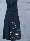 Women's Dark Blue Dandelion Maxi Dress