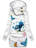 Women's Butterflies Sloth Art Pattern Hooded Sweatjacke