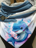 Cute Dolphin Watercolor Casual Print Scarf