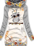 Women's Maple Owl Art Print Sweatjacke