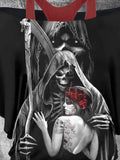 Women's Vintage Grim Reaper Skull Printed Two Piece Top