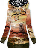 Women's Owl Art Print Sweatjacke