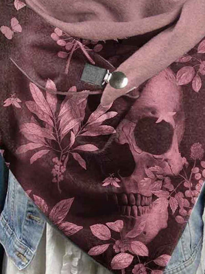 Punk Floral Skull Print Scarf Scarves