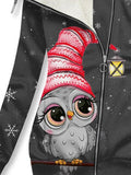 Women's Christmas Owl Snowflake Art Casual Sweatjacken