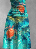 Women's Sea Turtle Artistic Casual Maxi Dress