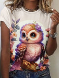 Wisteria Owl Art T-shirt