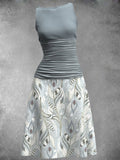 Women's Artistic Summer Feather Retro Maxi Dress