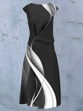 Women's Abstract Lineart Casual Maxi Dress