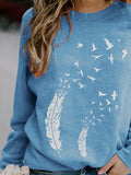 Women's Feather Print Casual Sweatshirt