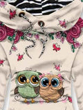 Women's Owl Floral Print Sweatjacke