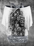 Women's Retro Punk Skull Print Two-Piece Top