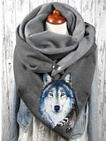 Wolf print casual scarf and shawl