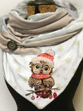 Owl-print slouchy fleece scarf and shawl