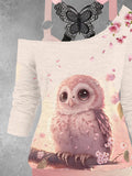 Women's owl Print Lace Tank Top Two-Piece Set