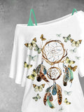 Women's Dandelion Feather Butterfly Art Design Two Piece Suit Top