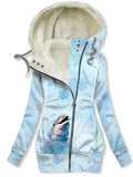 Women's Winter Dolphin Print Casual Fleece Track Jacket