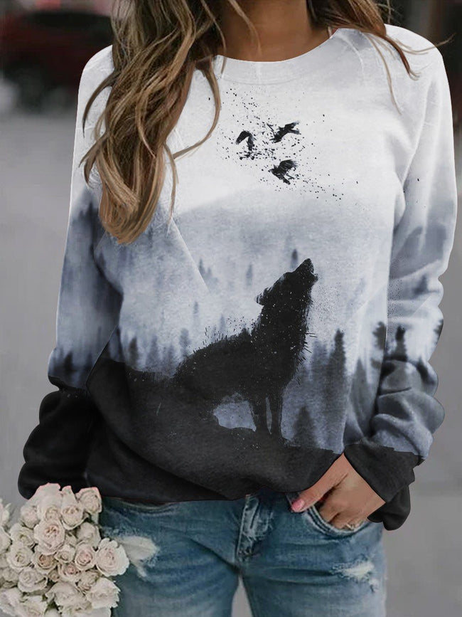 Women's Art Wolf Casual Sweatshirt