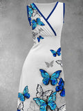 Women's Retro Butterfly Casual Maxi Dress