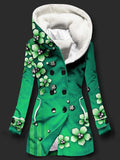 Women's Winter Floral Print Casual Fleece Coat Jacket