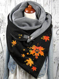 Winter Dog Paw Maple Leaf Print Scarf and Shawl