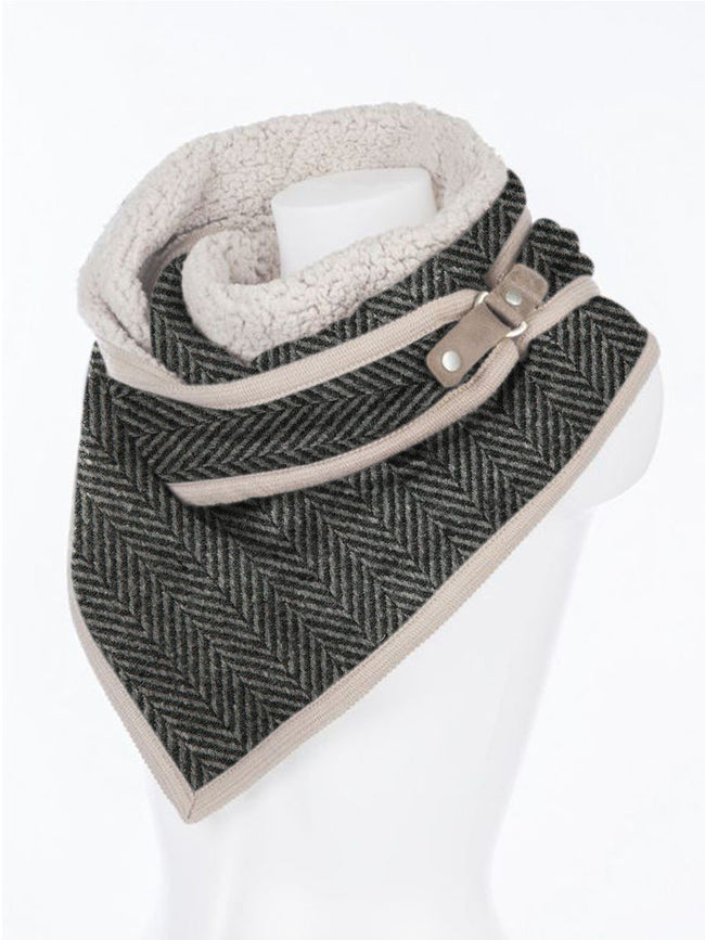 Retro Herringbone Pattern Fleece Thickened Triangle Scarf