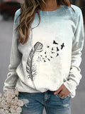 Women's Casual Feather Print Sweatshirt