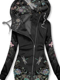 Women's Floral Dragonfly Print Sweatjacke