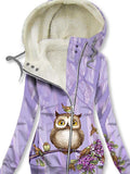 Women's Winter Owl Print Casual Track Jacket