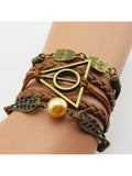 Deathly Hallows Vintage Leather Strap Bracelet Various Owl Wing Bracelets Snitch