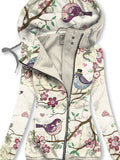 Women's Art Owl Print Casual Track Jacket