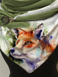 Autumn And Winter Cute Watercolor Fox Art Animal Print Plush Shawl Scarf