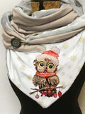 Owl-print slouchy fleece scarf and shawl