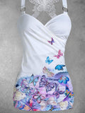 Women's Butterfly Floral Art Casual Tank Top