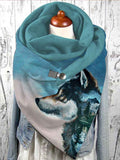 Women's Wolf Print Casual Wrap Scarf