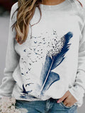 Women's Vintage Feather Pattern Casual Sweatshirt