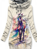 Women's Winter Horse Art Print Casual Sweatshirt