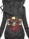 Women's Floral Skull Casual Sweatjacken