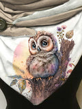 Owl-print slouchy fleece scarf and shawl