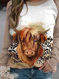 Women's West Cow Print Sweatshirt