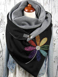 Rainbow Flower Print Cozy Warm Scarf