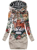 Women's Art Floral Tiger Casual Sweatshirt