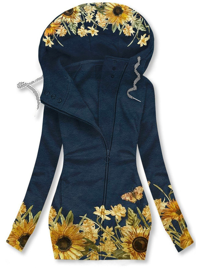 Women's SunflowerFlower Art Casual Sweatjacke