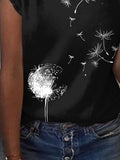 Women's Vintage Dandelion Print Casual T-Shirt